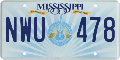 MS license plate NWU478