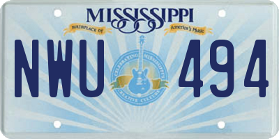 MS license plate NWU494