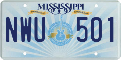 MS license plate NWU501