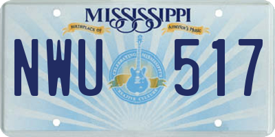 MS license plate NWU517