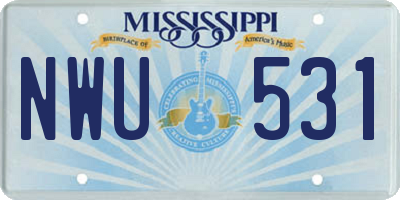 MS license plate NWU531