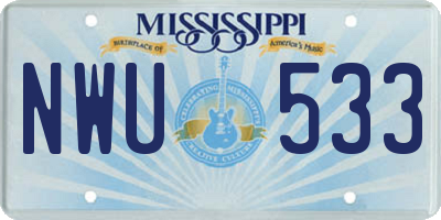 MS license plate NWU533