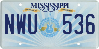 MS license plate NWU536