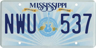 MS license plate NWU537