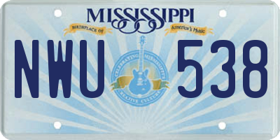 MS license plate NWU538