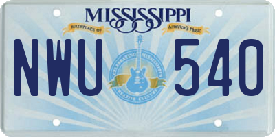 MS license plate NWU540