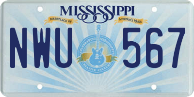 MS license plate NWU567