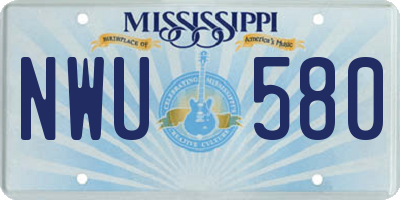 MS license plate NWU580