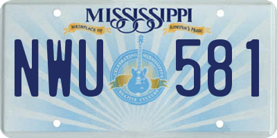 MS license plate NWU581