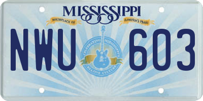 MS license plate NWU603