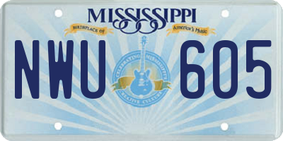 MS license plate NWU605