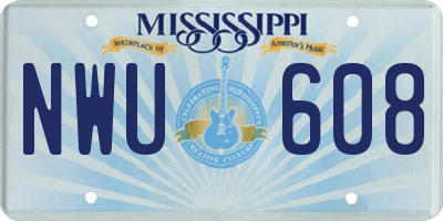 MS license plate NWU608