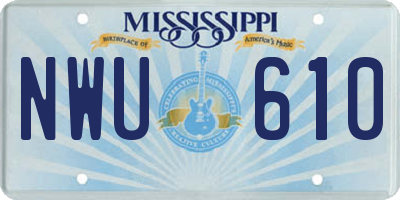 MS license plate NWU610