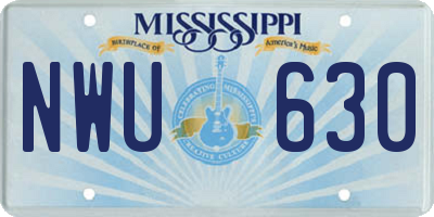 MS license plate NWU630