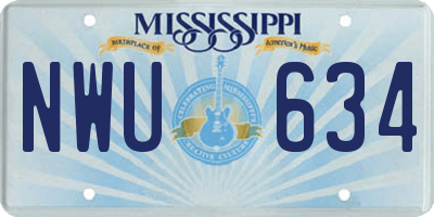 MS license plate NWU634