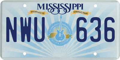 MS license plate NWU636