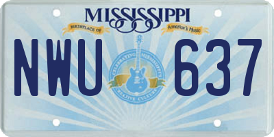 MS license plate NWU637