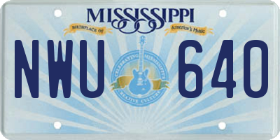MS license plate NWU640