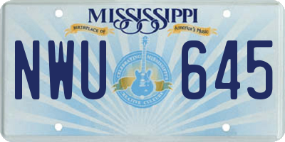 MS license plate NWU645