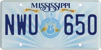 MS license plate NWU650