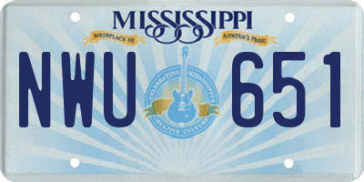 MS license plate NWU651