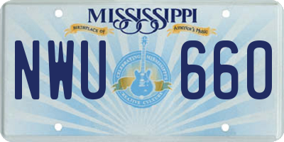 MS license plate NWU660