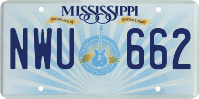 MS license plate NWU662