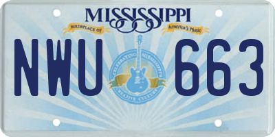 MS license plate NWU663