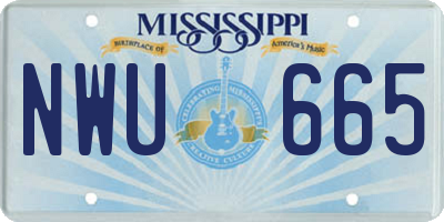 MS license plate NWU665