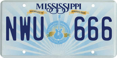 MS license plate NWU666