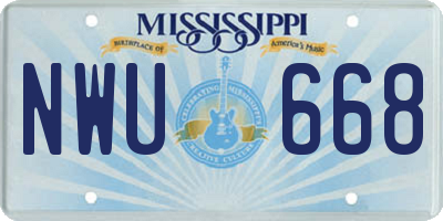 MS license plate NWU668