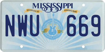 MS license plate NWU669
