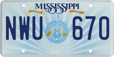 MS license plate NWU670