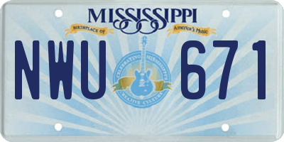 MS license plate NWU671