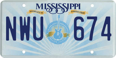 MS license plate NWU674