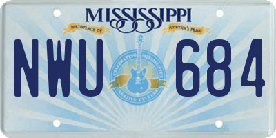 MS license plate NWU684