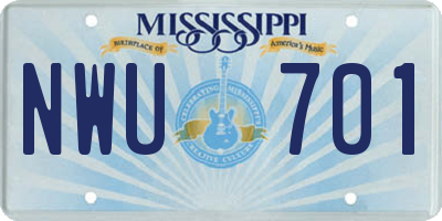 MS license plate NWU701