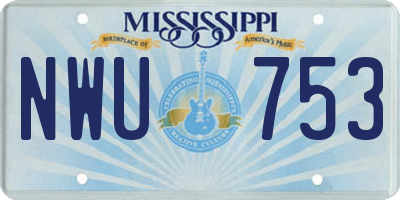 MS license plate NWU753