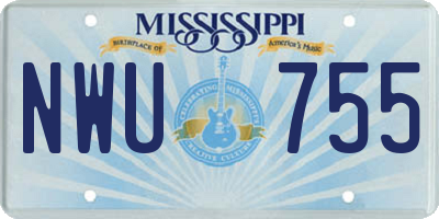 MS license plate NWU755