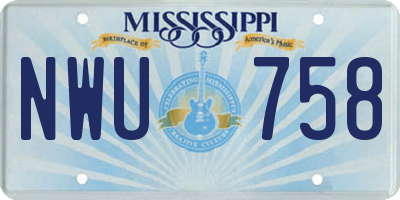 MS license plate NWU758