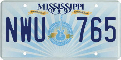 MS license plate NWU765