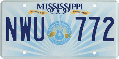 MS license plate NWU772