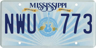 MS license plate NWU773