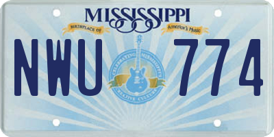MS license plate NWU774