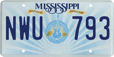 MS license plate NWU793