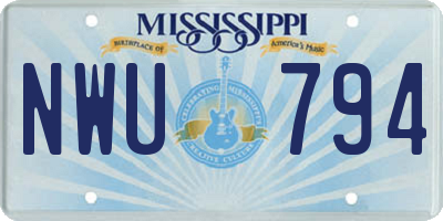 MS license plate NWU794