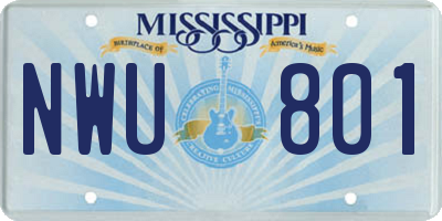 MS license plate NWU801