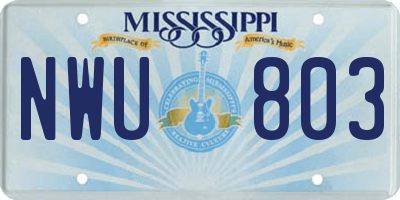 MS license plate NWU803