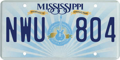 MS license plate NWU804