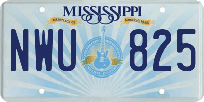 MS license plate NWU825